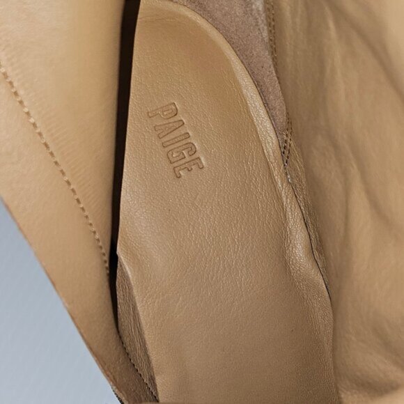 Paige Keely Knee High Boot Womens 11 Cognac Tan Leather Tall Heeled Riding Fall - Picture 12 of 15